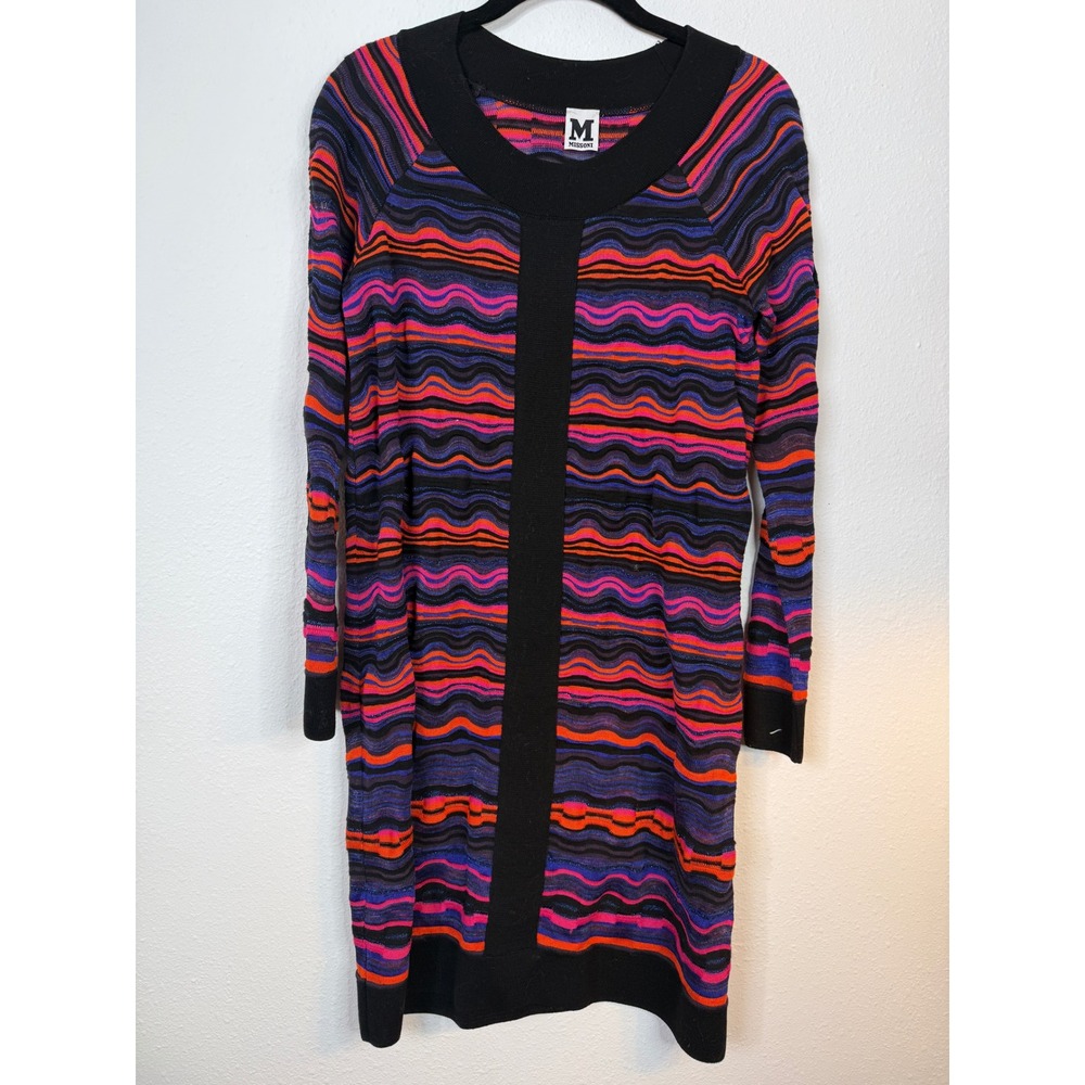 Missoni Striped Wavy Knit Long Sleeve Knee Length‎ Dress Tunic Size Small Medium